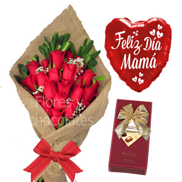 Ramo de Rosas Rojas Feliz Dia de la Mama – Flores y Chocolates